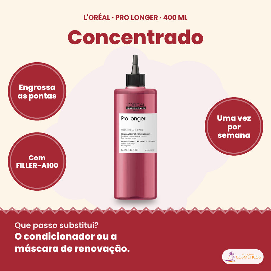 L'Oréal Professionnel Pro Longer concentrado de renovação do comprimento 400 ml, engrossa as pontas finas