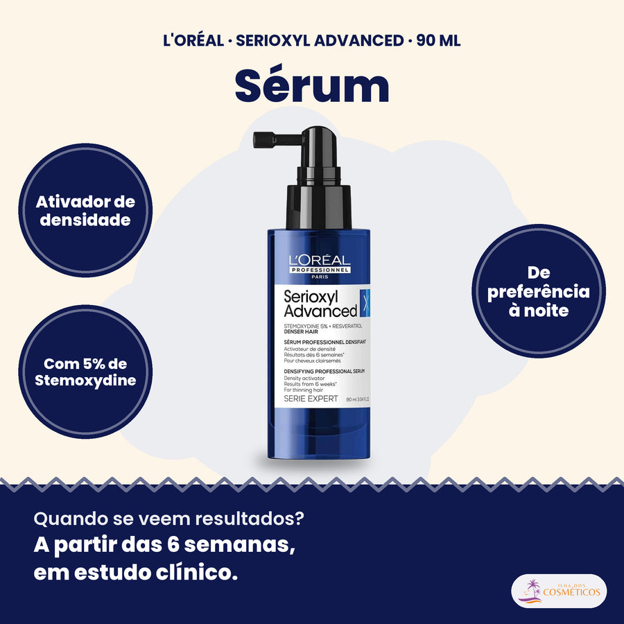 L'Oréal Professionnel Serioxyl Advanced sérum densificante 90 ml, com 5% de Stemoxydine, para o couro cabeludo