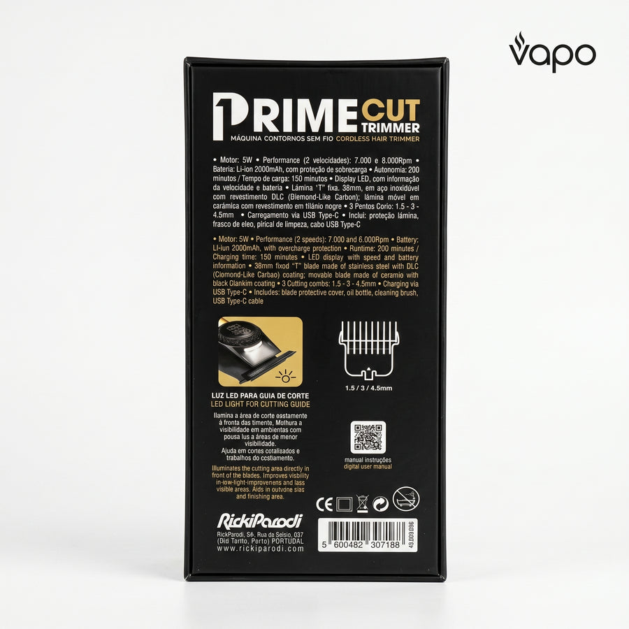 RickiParodi Prime Cut Trimmer Máquina de Contornos Sem Fio 8.000RPM