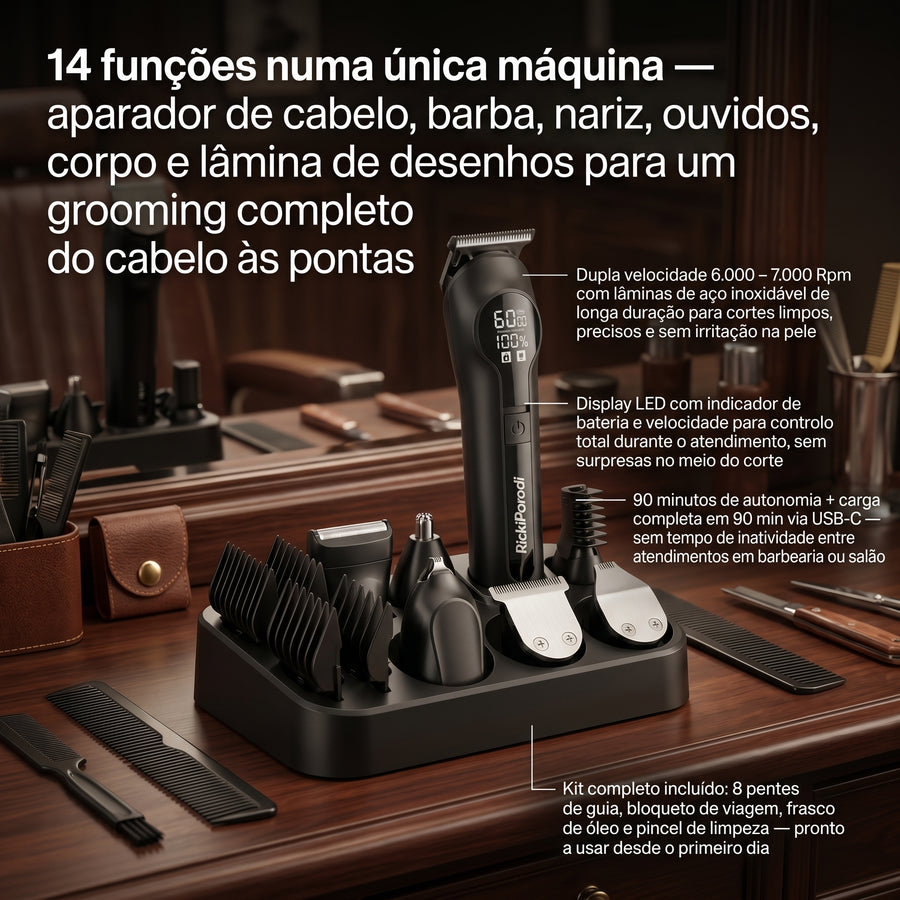 RickiParodi Multi Trimmer 14in1 Aparador Barba e Cabelo