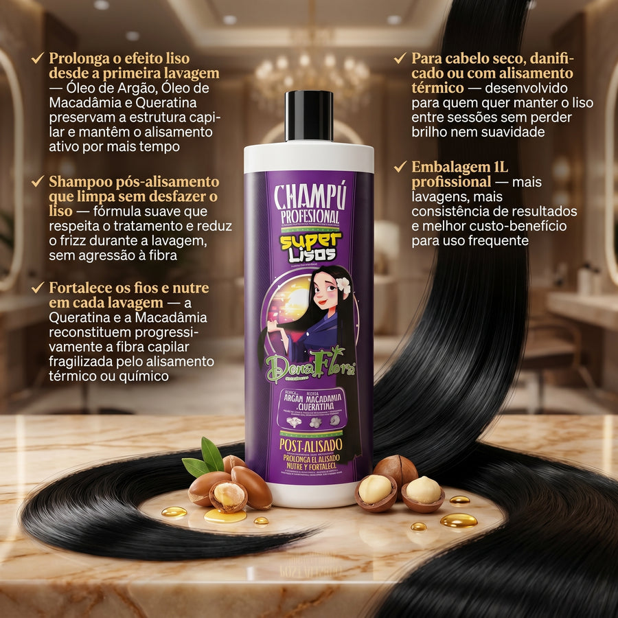 Dona Flora Super Lisos Shampoo Profissional Pós-Alisamento 1L