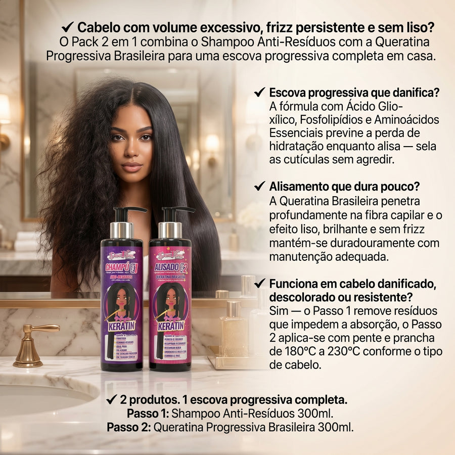 Dona Flora Magic Keratin Pack Escova Progressiva Brasileira 2x300ml