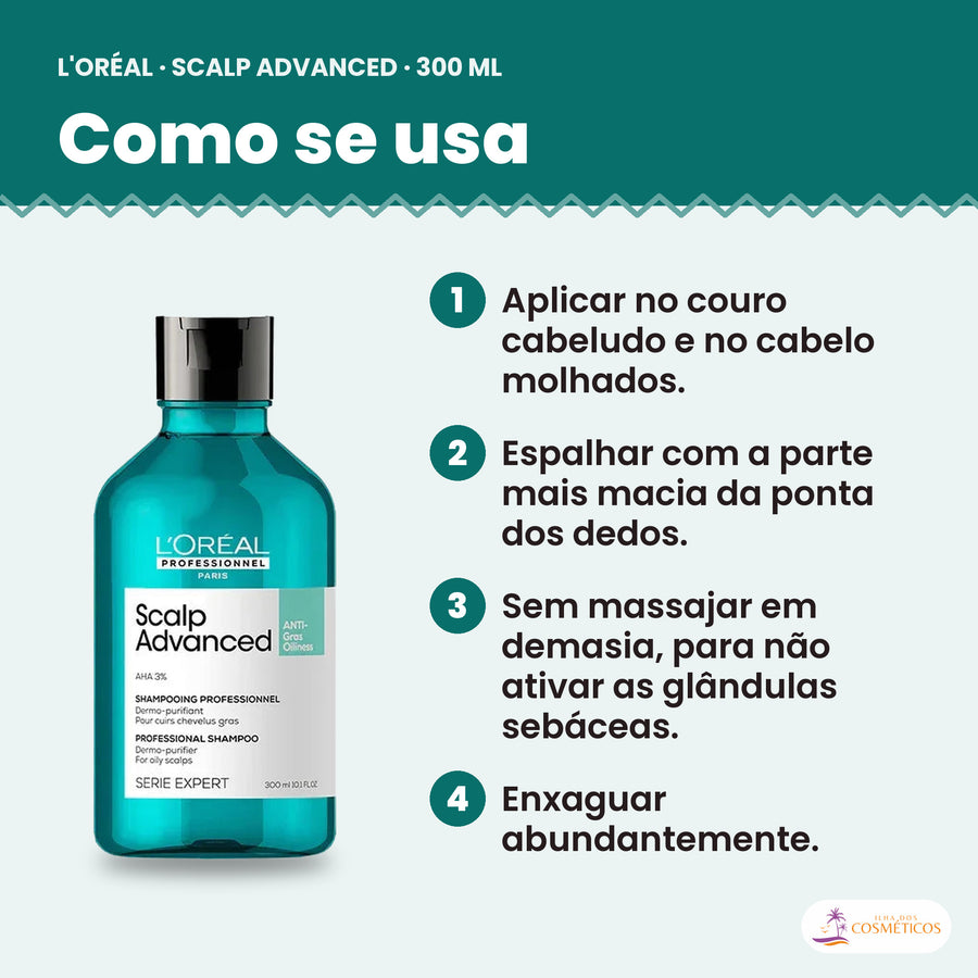 Como se usa: L'Oréal Professionnel Scalp Advanced Shampoo Anti-Oleosidade 300ml