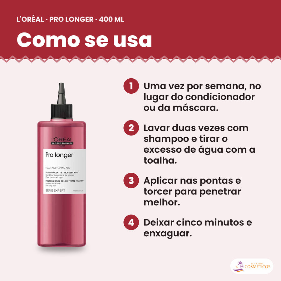 Como se usa o concentrado L'Oréal Professionnel Pro Longer 400 ml, passo a passo
