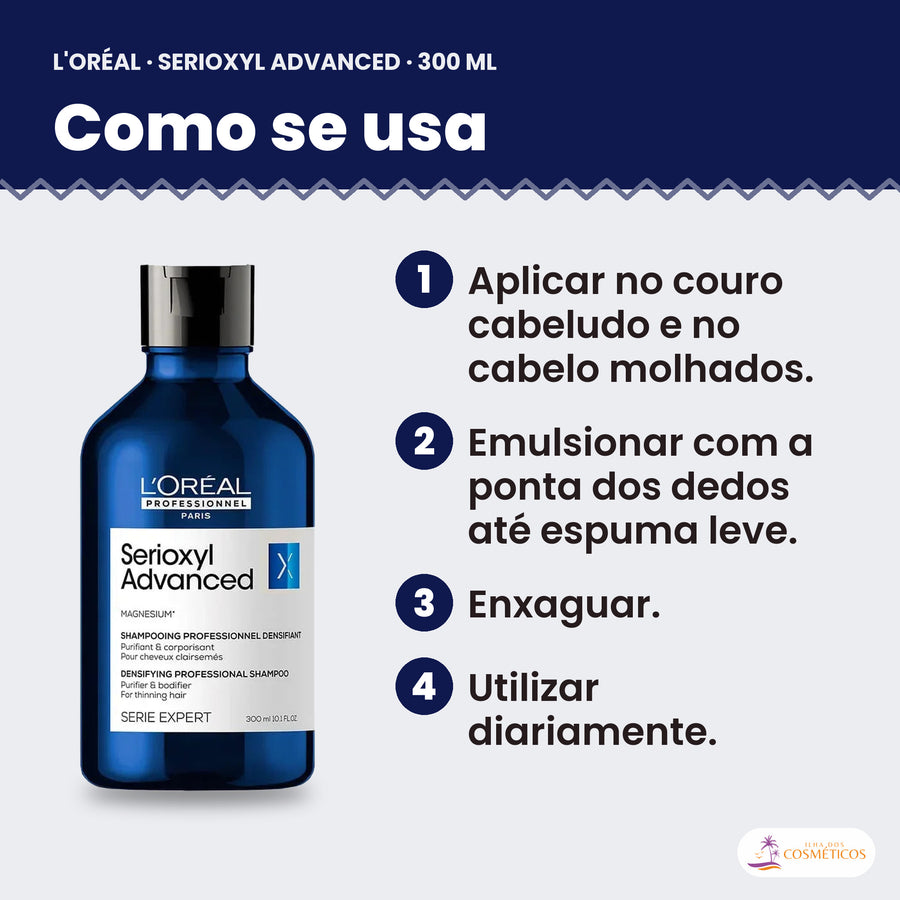 Como se usa o shampoo L'Oréal Professionnel Serioxyl Advanced 300 ml, passo a passo