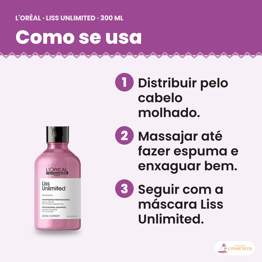 Como se usa o shampoo L'Oréal Professionnel Liss Unlimited 300 ml, passo a passo