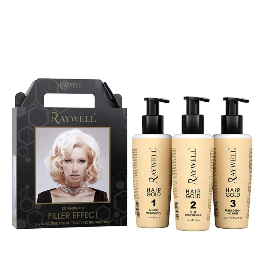 Raywell Kit Hairgold Tratamento Capilar Alinhador 3x150ml - Ilha dos cosméticos