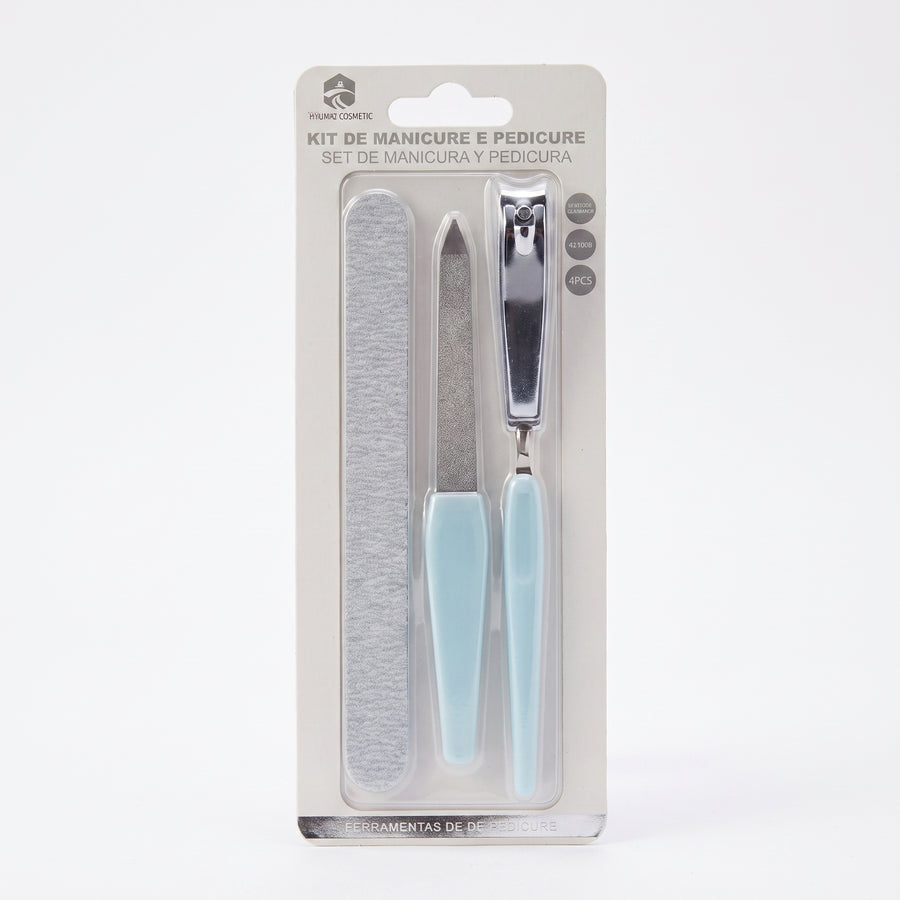 Triunfo Cosmetic Kit de Manicure e Pedicure 4 Peças Azul