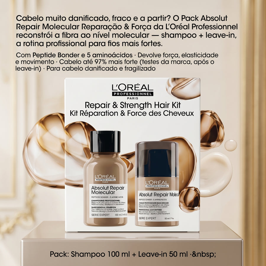 L'Oréal Professionnel Absolut Repair Molecular Pack Reparador Shampoo 100ml e Leave-in 50ml