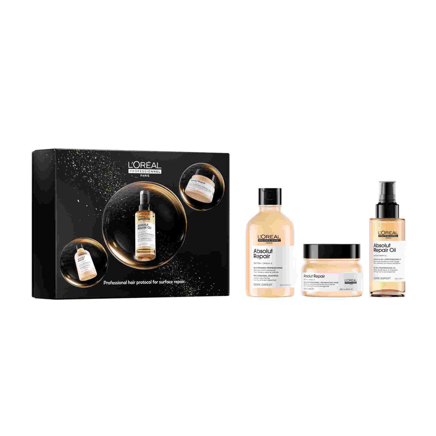 L'Oréal Professionnel Absolut Repair Pack Natal Trio com Óleo 10 em 1, caixa de Natal com os produtos