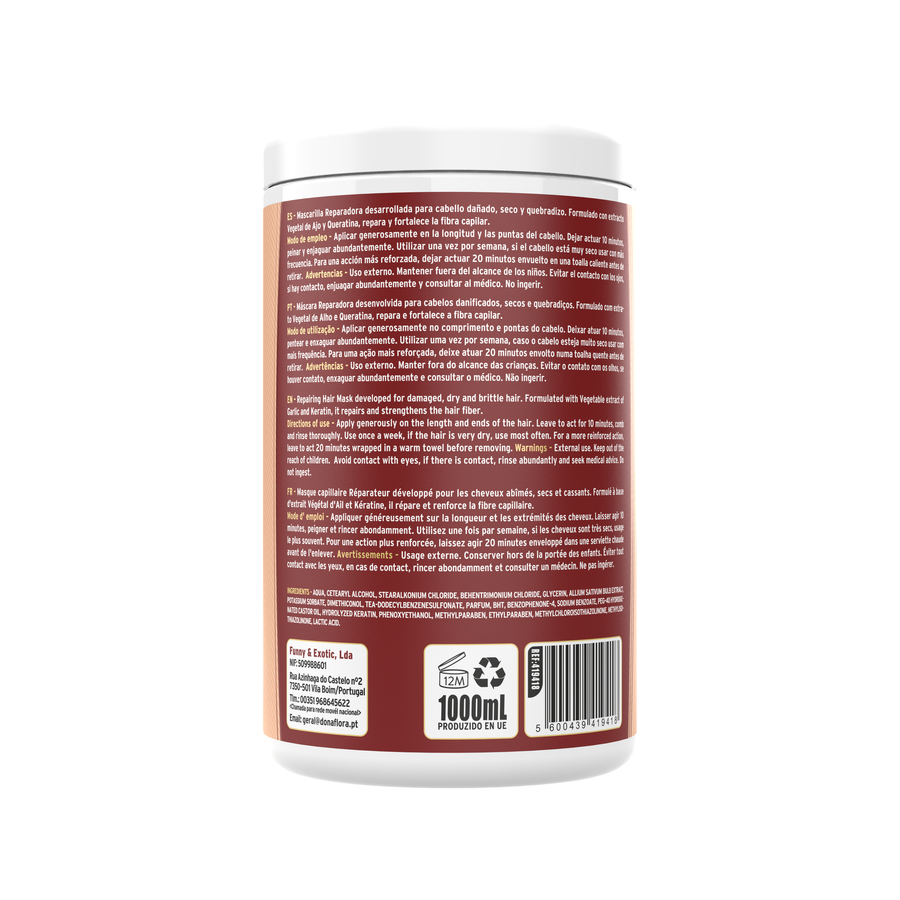Dona Flora Alho e Queratina Máscara Capilar Reparadora 1kg