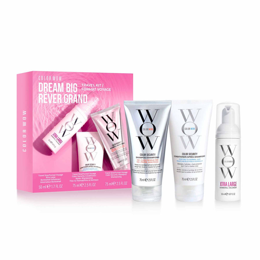 Color WOW Dream Big Pack de viagem com shampoo, condicionador e Xtra Large