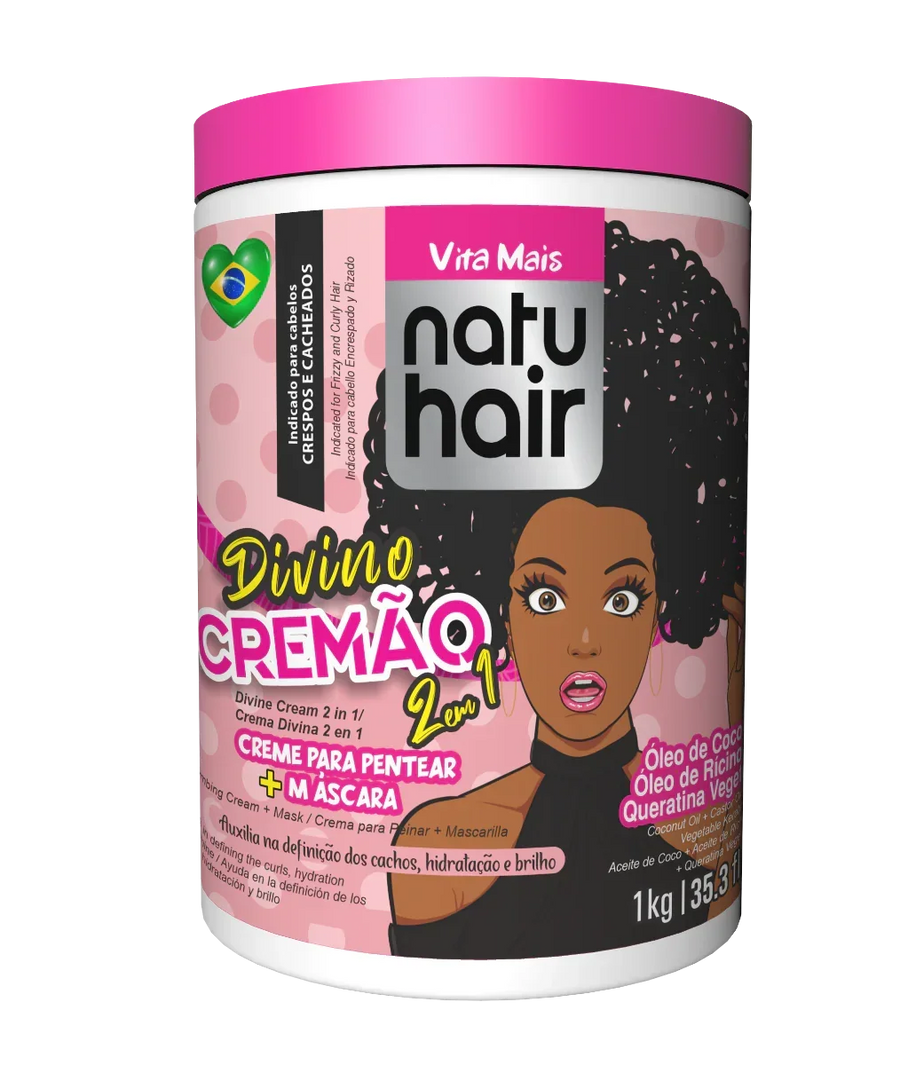 NatuHair Divino Cremão 2 em 1 Creme de pentear + Creme de hidratação 1kg - Ilha dos cosméticos