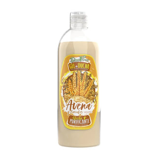 Dona Flora Gel de Banho Aveia e Cereais: o gel bege claro vê-se por dentro do frasco, com espigas na etiqueta