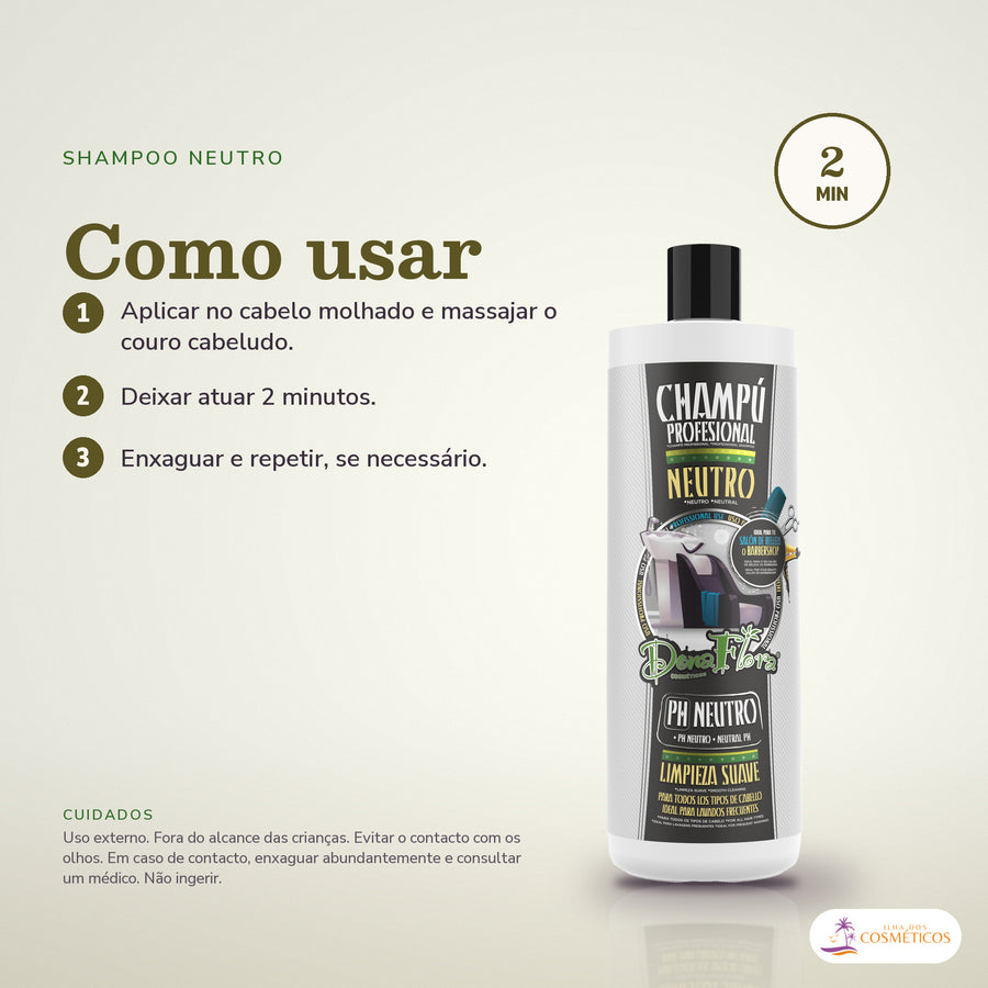 Shampoo Neutro Dona Flora: passos numerados de como usar e os cuidados no fundo