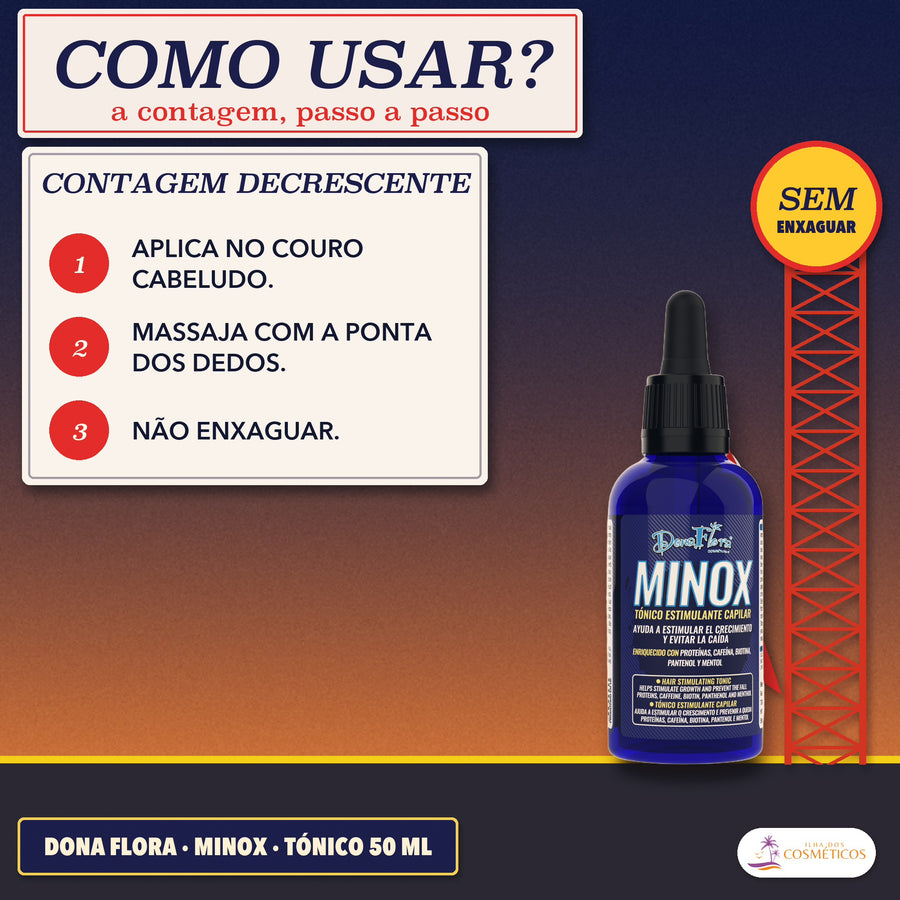 Tônico MINOX Dona Flora: como usar, passo a passo, com a frequência