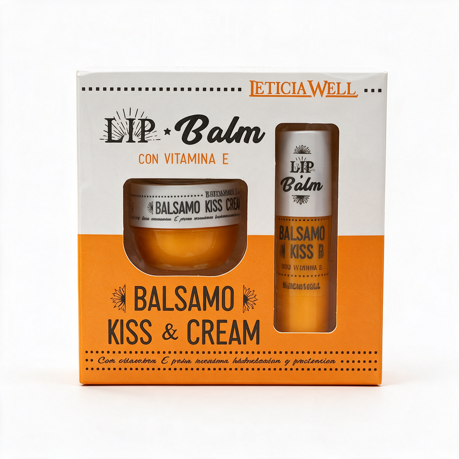 Leticia Well Bálsamo Labial Kiss & Cream com Vitamina E — stick 6g e creme 30g