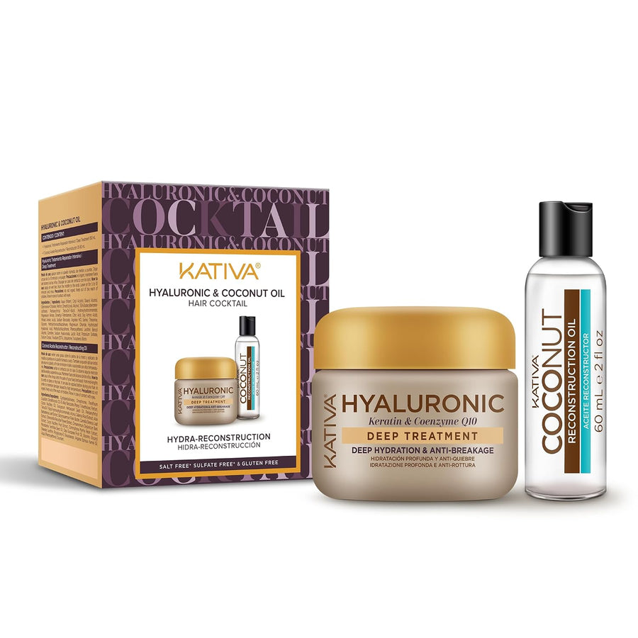 Kativa Hair Cocktail Hyaluronic & Coconut Oil Pack Hidra-Reconstrução Máscara 150ml + Óleo: detalhe do produto