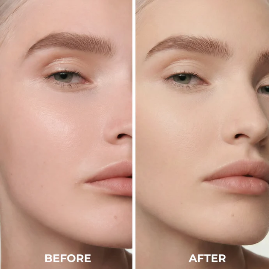 Antes e depois com Lamel Cloud Matte Base em Pó Compacto Mate 8g Nº 03