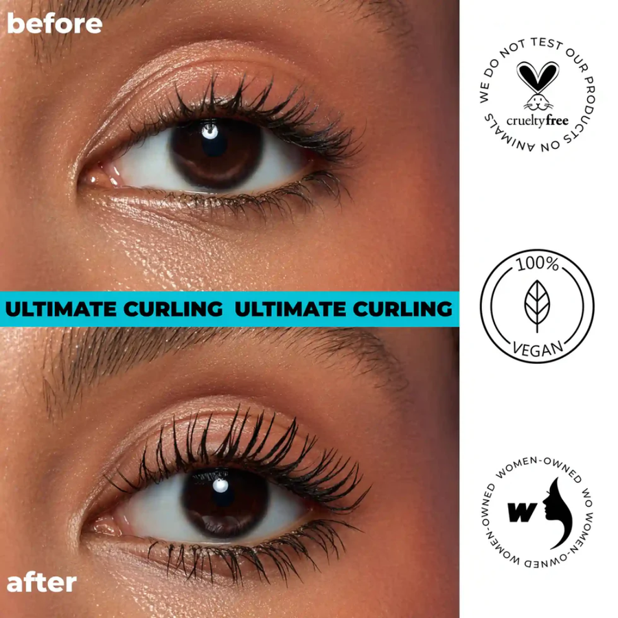Antes e depois com Lamel Cult Strength & Lift Máscara de Pestanas Volume Imediato 10ml