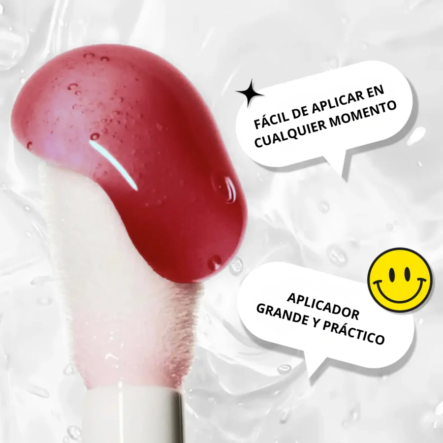 Lamel Let's Glaze Óleo Labial Hidratante com Brilho 4ml Nº 404, painel da marca com as características