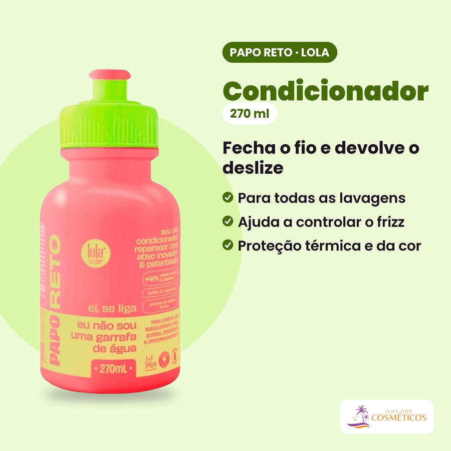 O que é o papo reto condicionador, uma das peças do Lola Pack Papo Reto Shampoo + Máscara + Condicionador Detox e Reparação