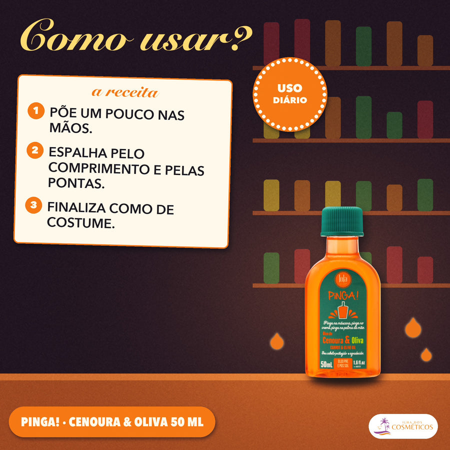 Óleo Pinga Lola Cenoura e Oliva Pré e Pós Sol: como usar, em três passos, de uso diário