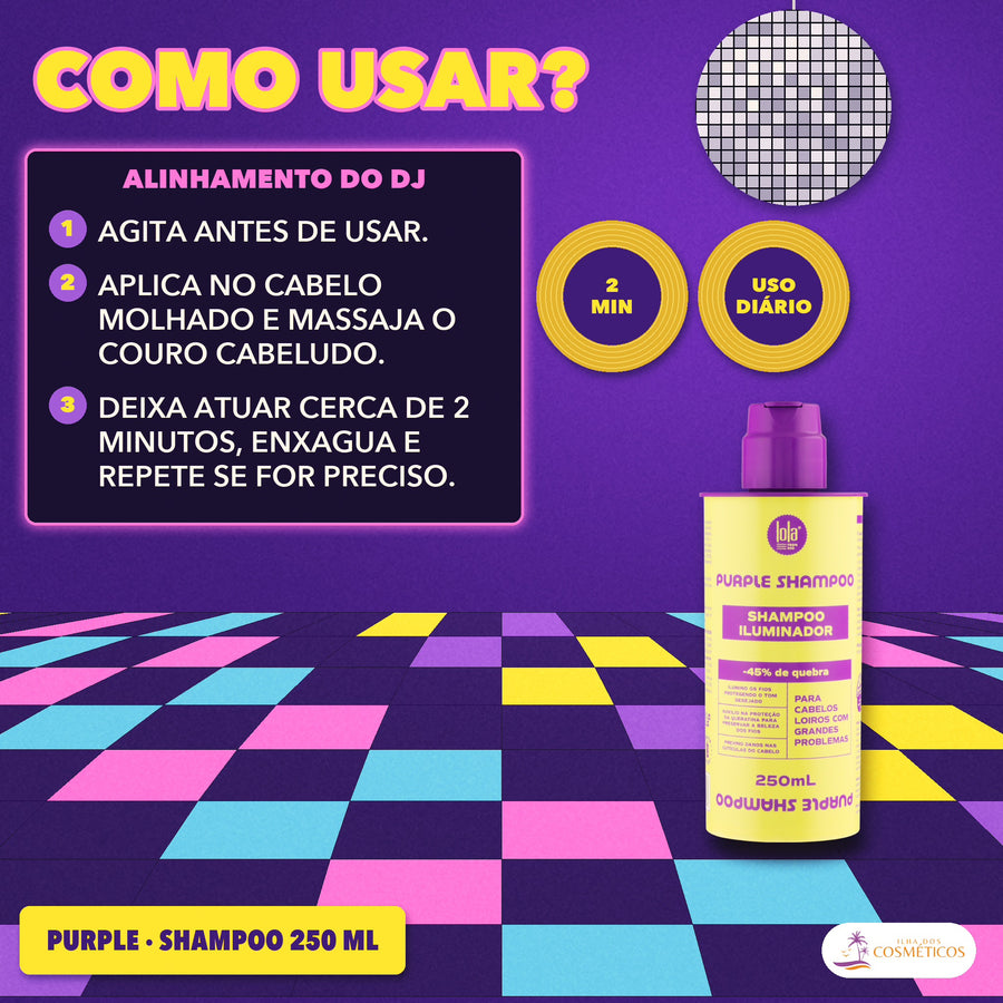 Shampoo Purple Lola Iluminador Anti-Quebra Loiro: como usar, passo a passo, com a pausa e o uso diário