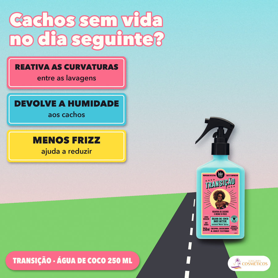 Spray Água de Coco Transição Lola Day After: apresentação, reativa as curvaturas e devolve a humidade, com menos frizz