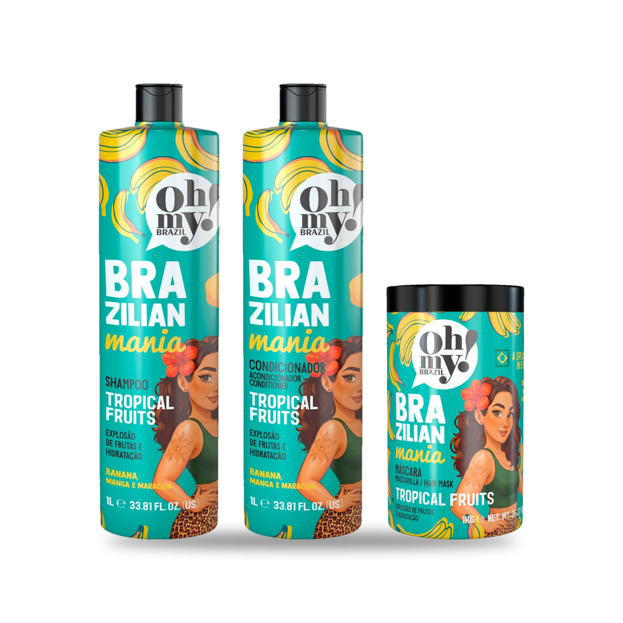 Pack Oh My! Brazilian Mania Tropical Fruits: shampoo, condicionador e máscara de 1 L e 1 kg