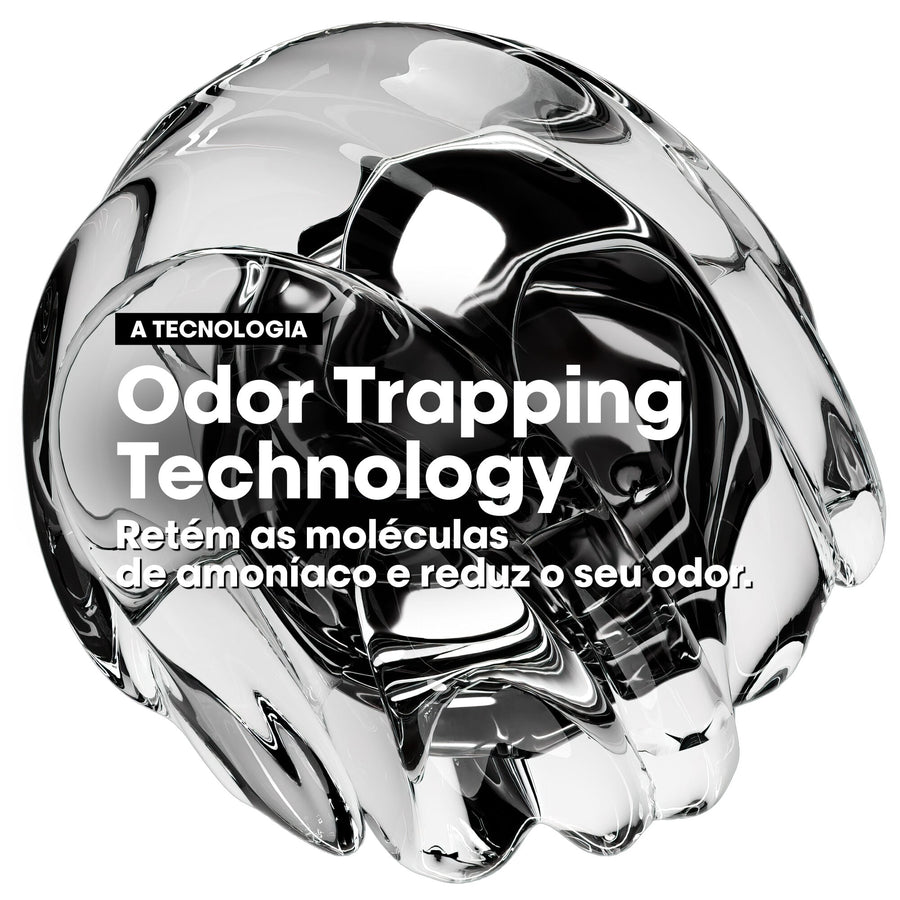 Odor Trapping Technology: retém as moléculas de amoníaco e reduz o odor