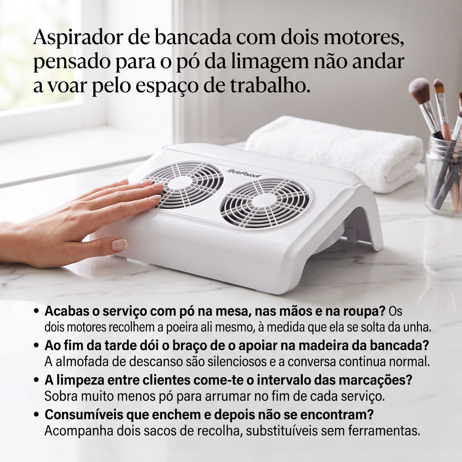 RickiParodi Typhoon Aspirador de Pó para Manicure com 2 Motores Branco — foto 2