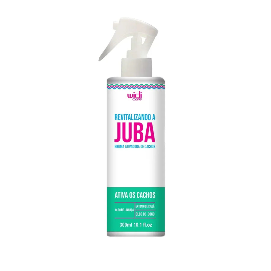 Bruma Hidratante Revitalizando a Juba Widi Care: frasco spray de 300 ml da linha Juba para reativar os cachos