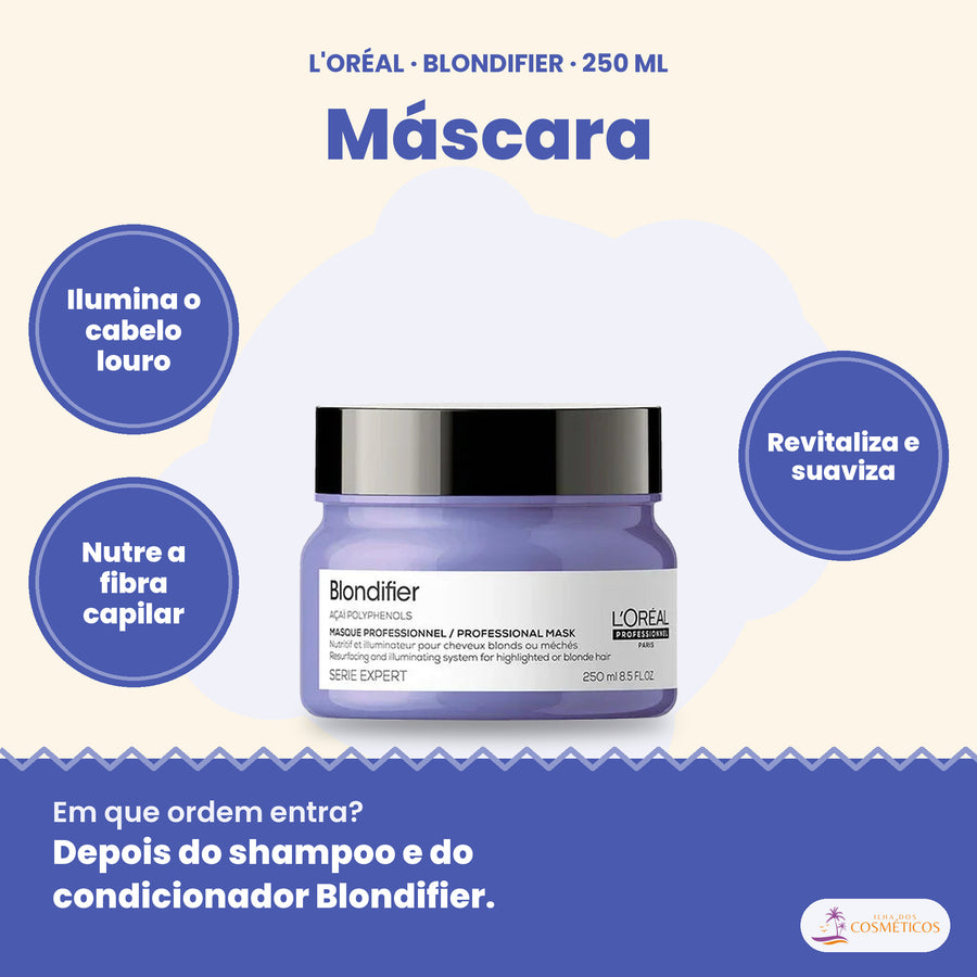 L'Oréal Professionnel Blondifier máscara nutritiva 250 ml, para cabelo louro, com extrato de bagas de açaí