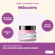 L'Oréal Professionnel Liss Unlimited máscara alisante anti-humidade 250 ml, para cabelo rebelde e liso