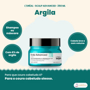 L'Oréal Professionnel Scalp Advanced argila 2 em 1 purificante 250 ml, shampoo ou máscara para couro cabeludo oleoso