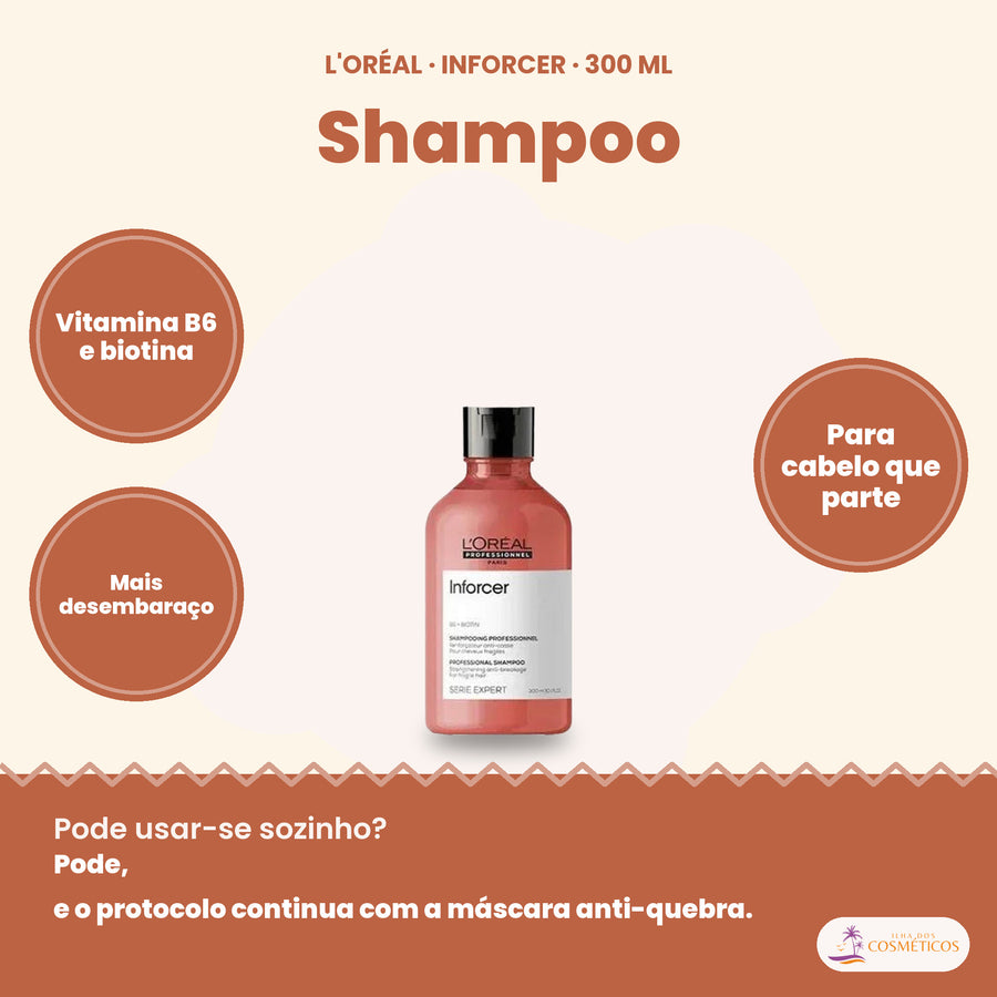 L'Oréal Professionnel Inforcer shampoo anti-quebra e reforço capilar 300 ml, com vitamina B6 e biotina