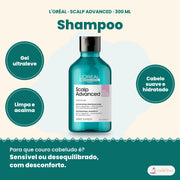 L'Oréal Professionnel Scalp Advanced shampoo calmante couro cabeludo sensível 300 ml, gel com niacinamida
