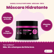 Haskell Cavalo Forte Hidra Máscara Hidratante: Hidratação profunda, rosa mosqueta, vitamina b3