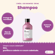 L'Oréal Professionnel Liss Unlimited shampoo alisante anti-frizz 300 ml, com óleo de prímula
