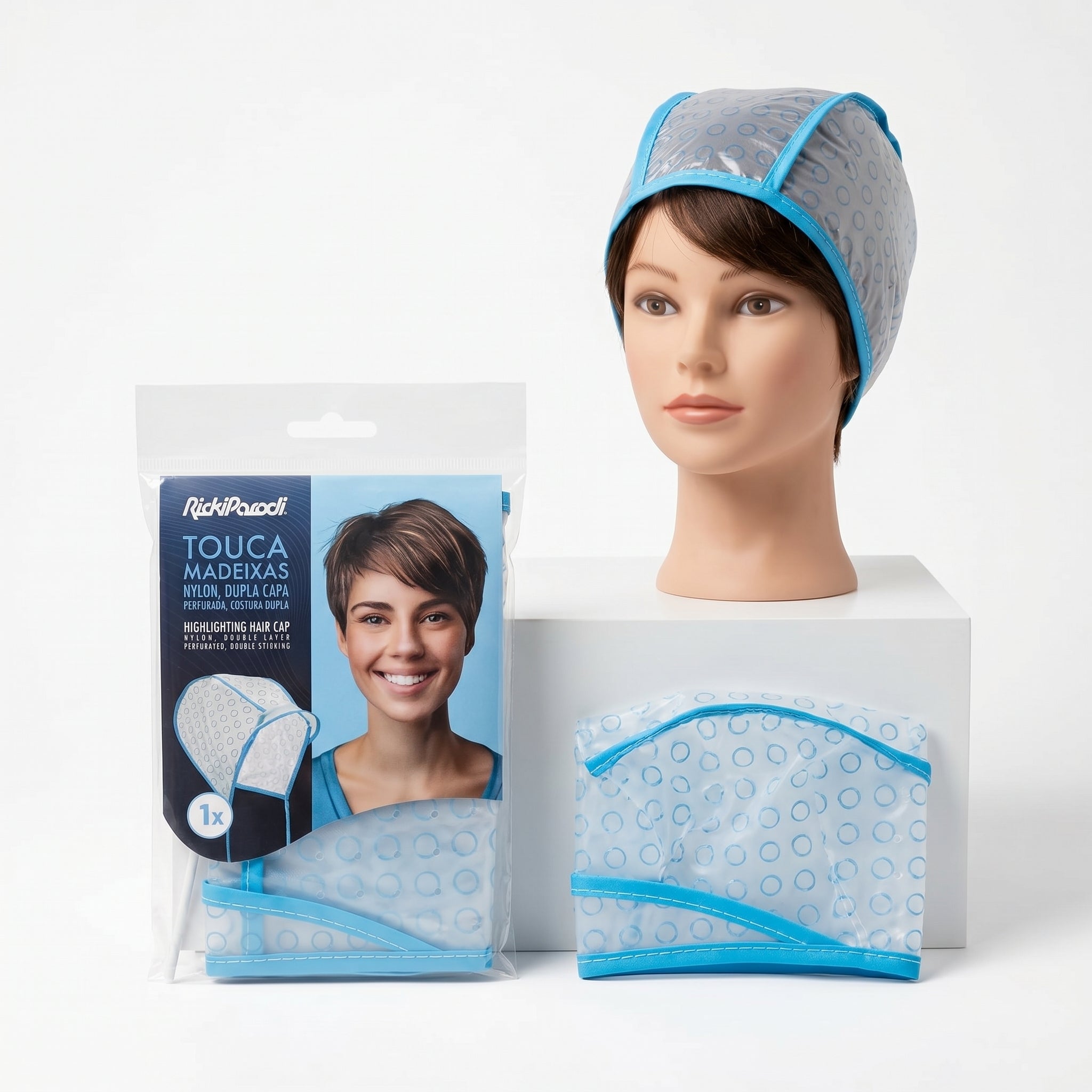 RickiParodi Touca Madeixas Nylon Dupla Capa Perfurada