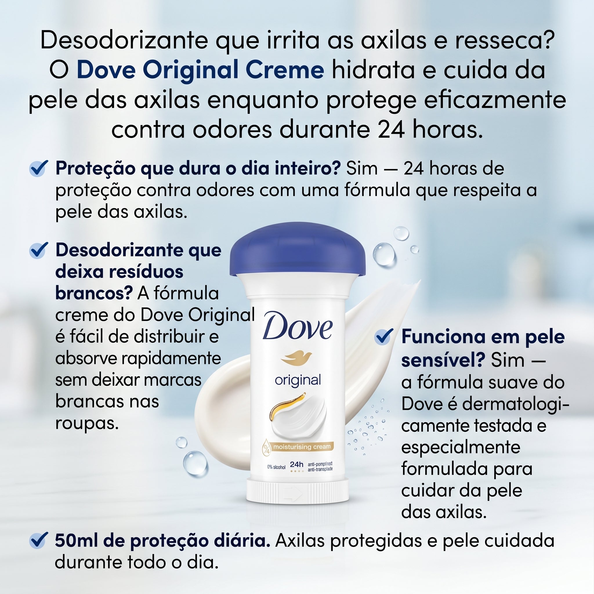 Dove Original Desodorizante Creme Prot. 24h 50ml