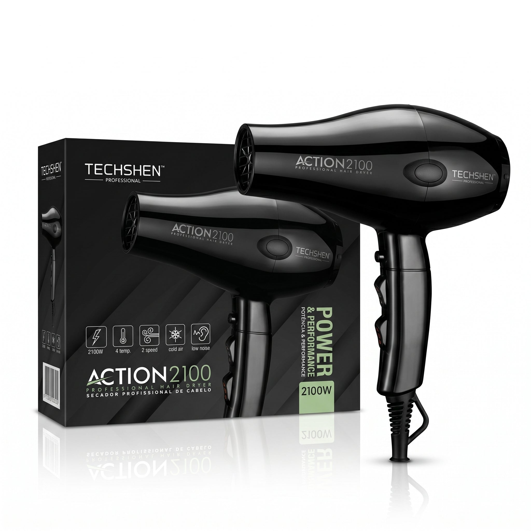 Techshen Professional Action 2100 Secador de Cabelo Profissional 2100W