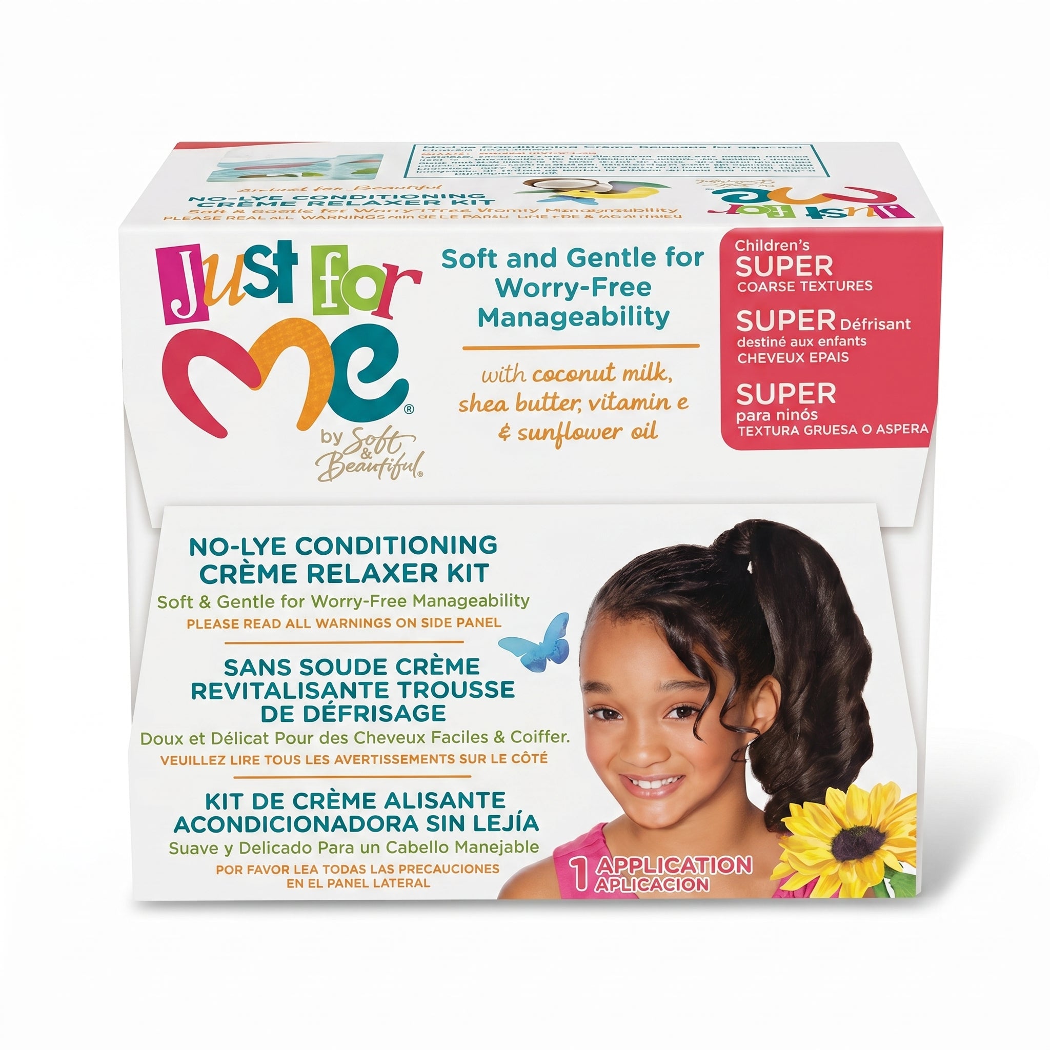 Just for Me Pack Relaxante No-Lye Conditioning Crème Relaxer Kit Super  1 Aplicação