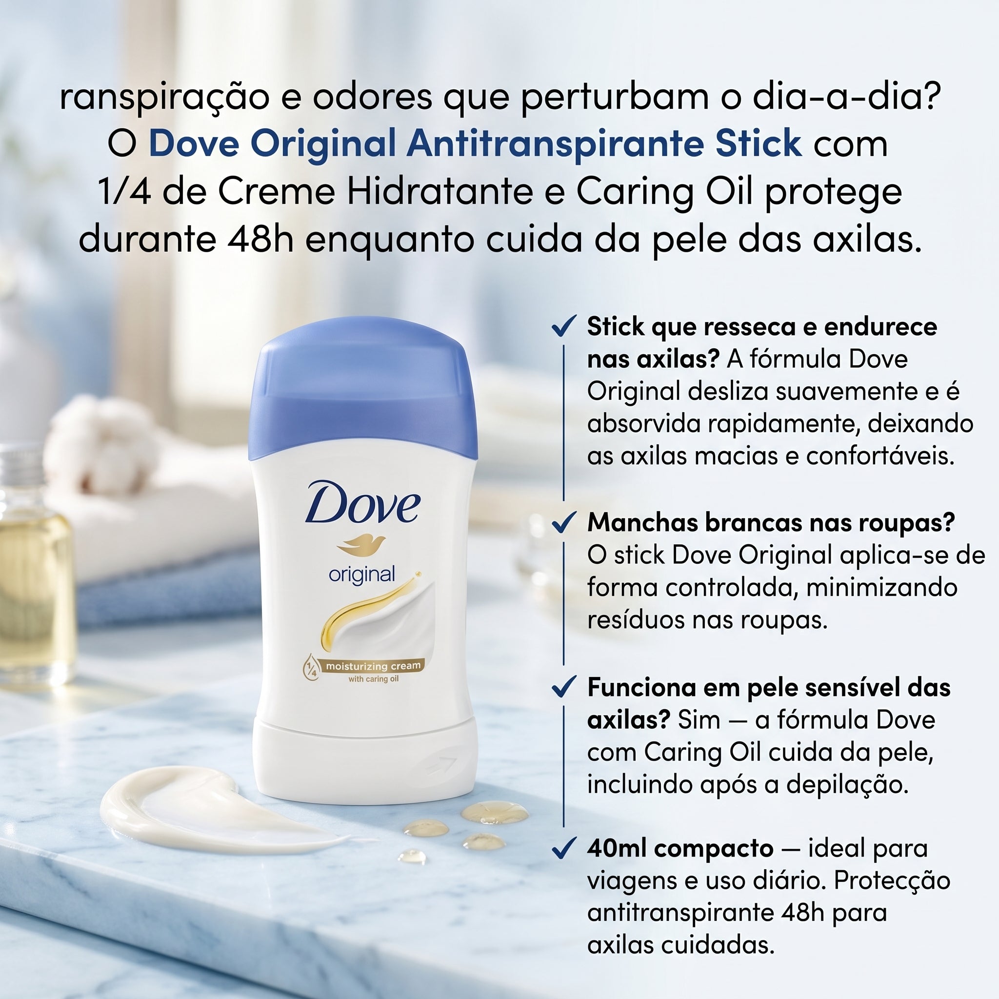 Dove Original Antitranspirante Stick 48h 40ml