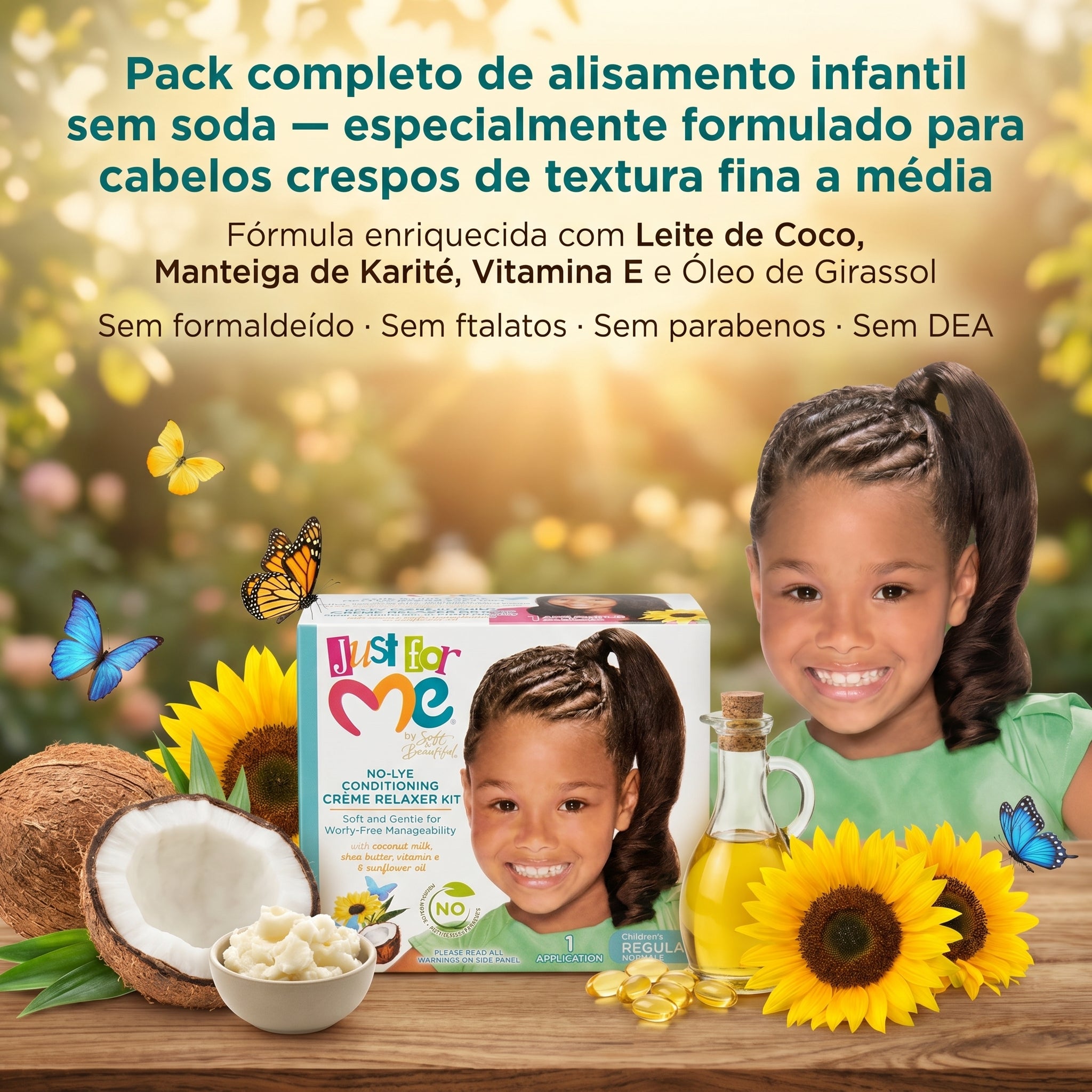 Just for Me Pack Relaxante Sem Soda Conditioning Crème Relaxer Kit Regular — 1 Aplicação