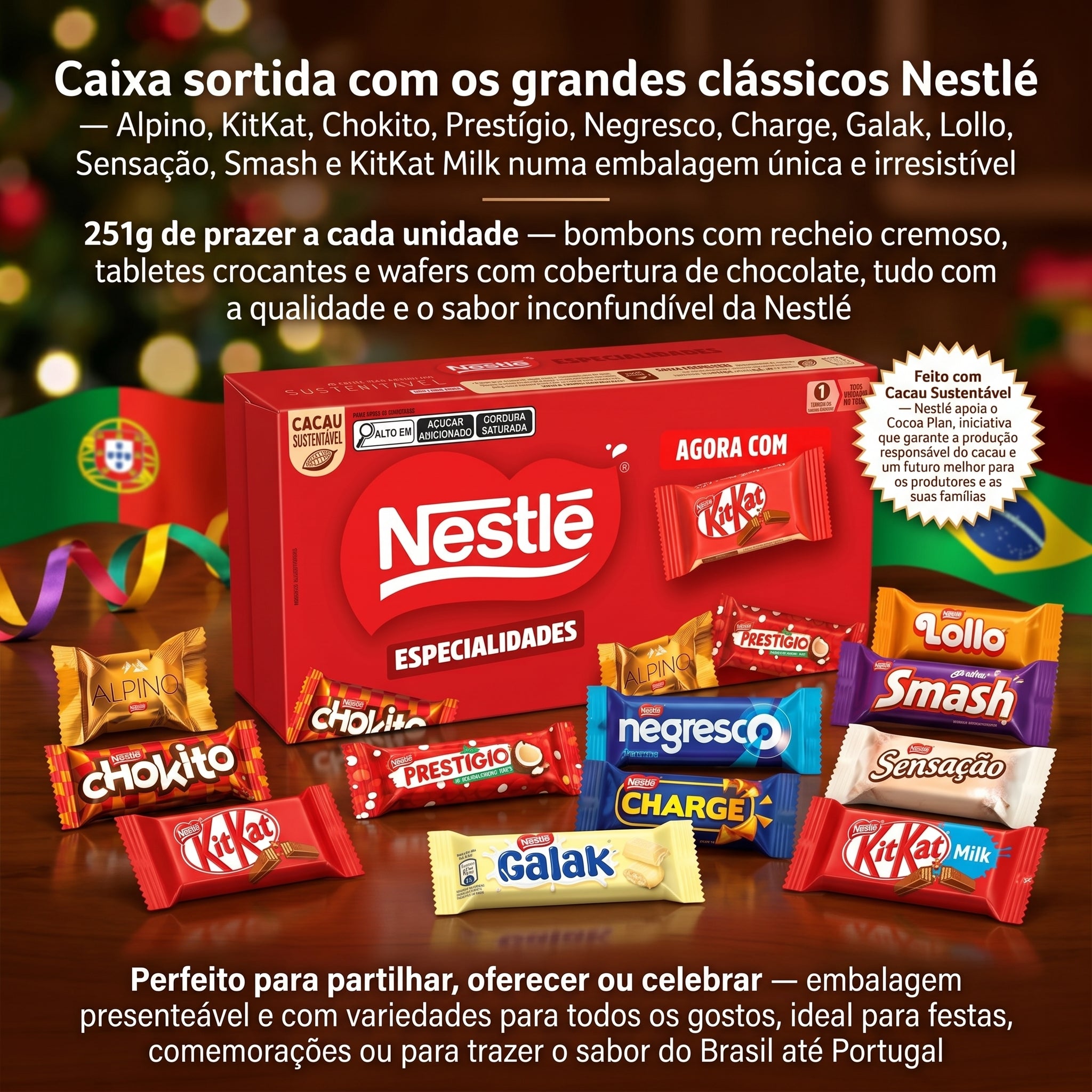 Nestlé Especialidades Caixa Sortida Chocolates Bombons e Wafers 251g
