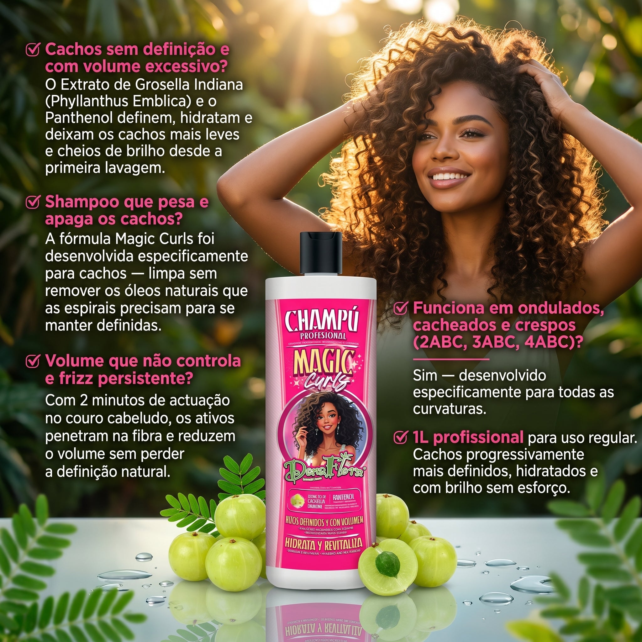 Dona Flora Magic Curls Shampoo Definição & Volume 1L