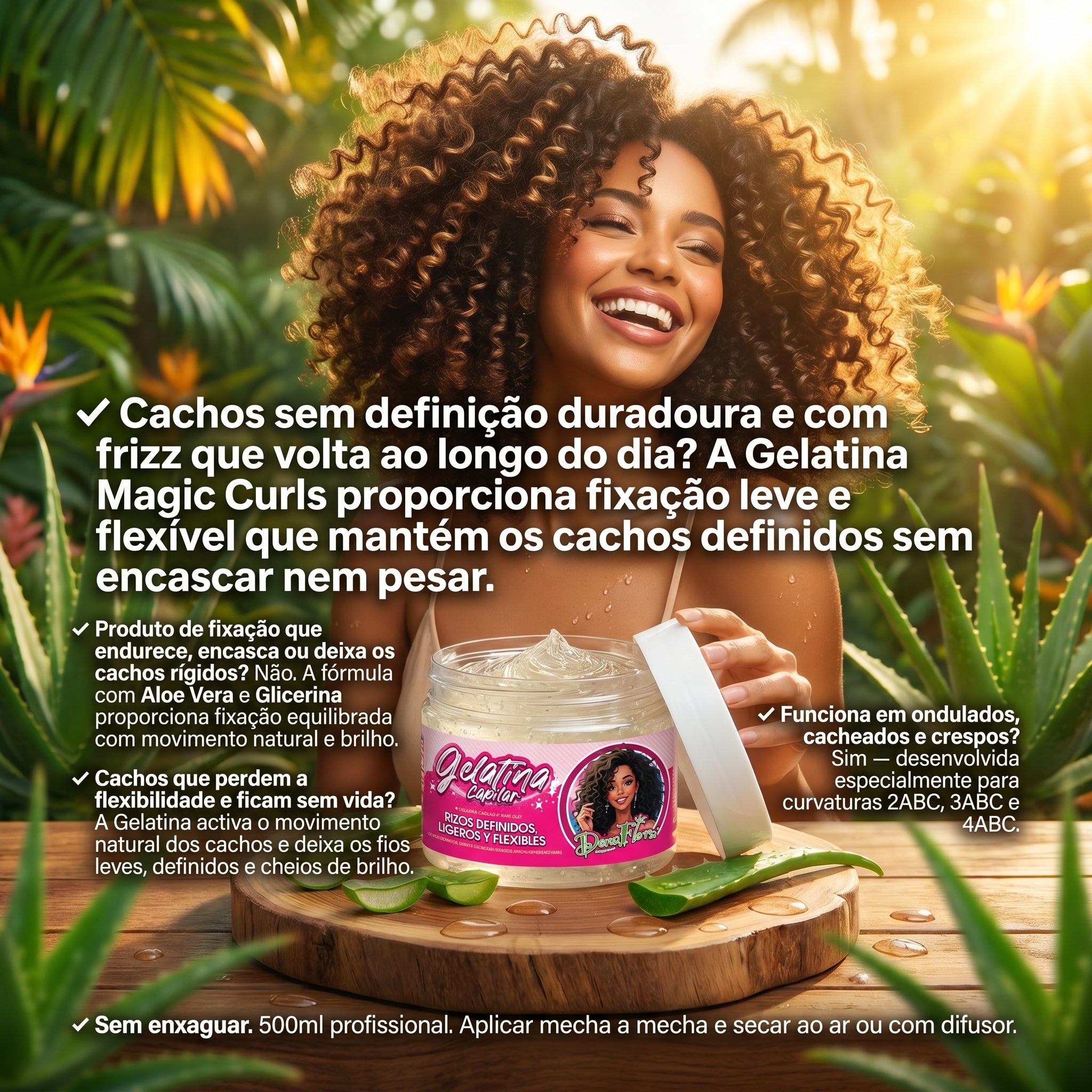 Dona Flora Magic Curls Gelatina Capilar Definição & Flexibilidade 500ml