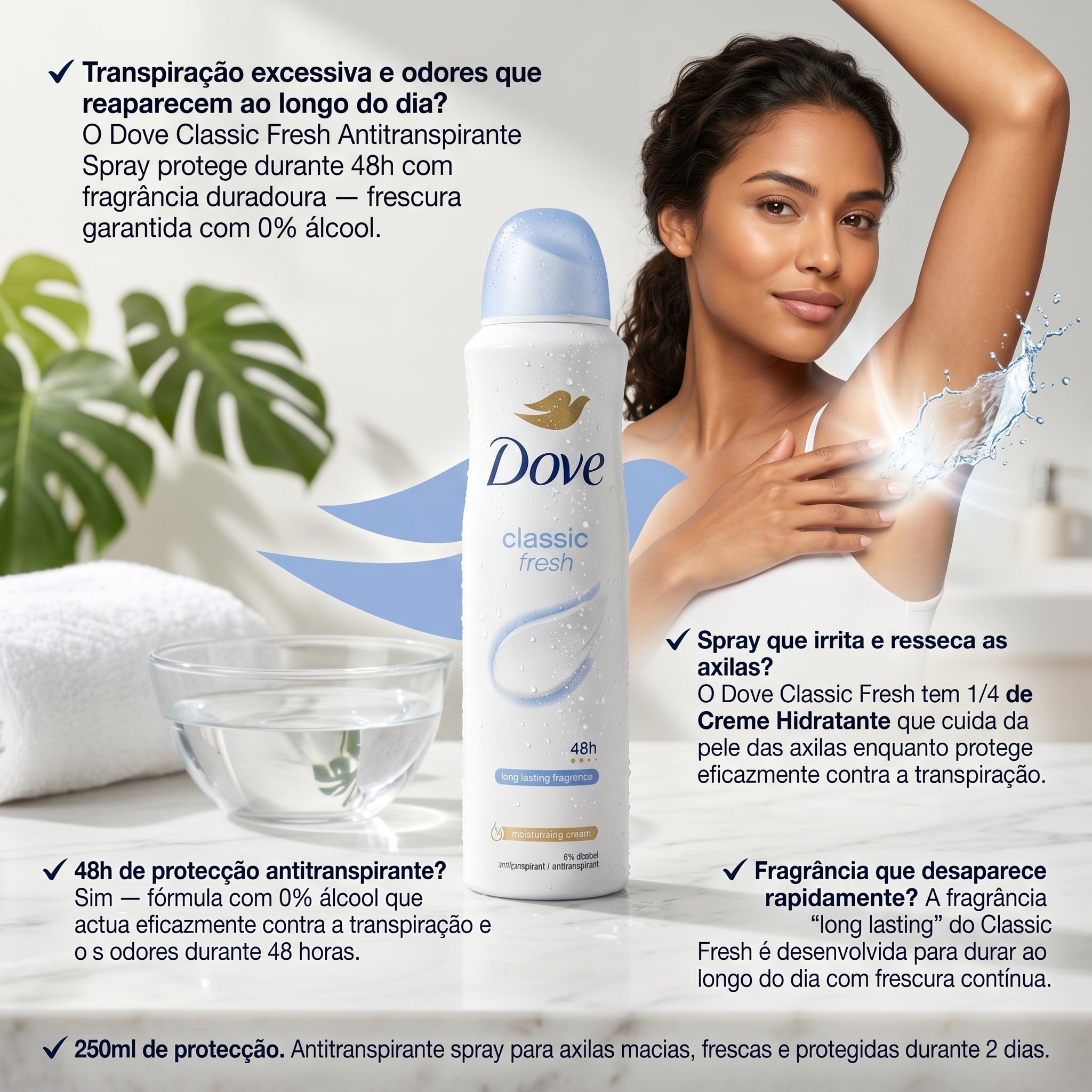 Dove Classic Fresh Antitranspirante Spray 48h 250ml